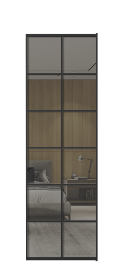 Алюминиевая дверь АЛПЛ040.05 Алюминий Черный Рефлективное серое стекло "Stopsol", калёное Цена 158500  | Volhovec