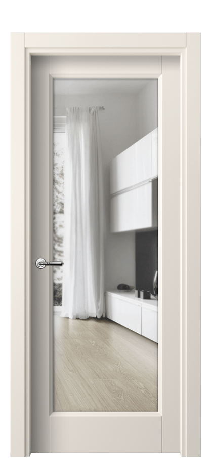 Межкомнатная дверь Галант 1402 ПЭТ кремово-белый Прозрачное стекло Цена 33780 ₽ | Volhovec