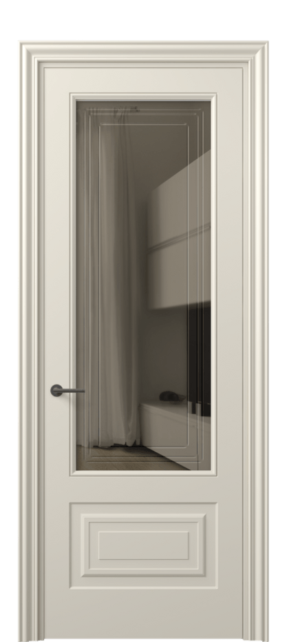 Межкомнатная дверь Mascot 8442 Матовый бежево-серый Прозрачное бронзовое стекло с гравировкой "Грани", триплекс Цена 76950 ₽ | Volhovec