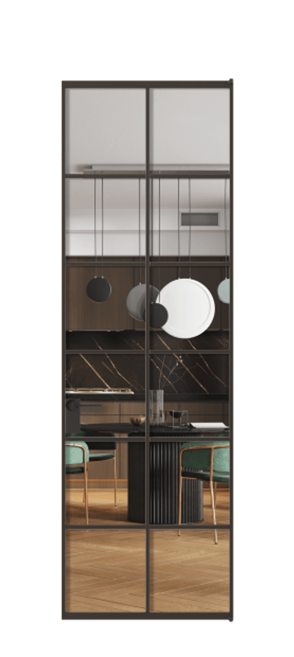 Алюминиевая дверь АЛПЛ040.05 Алюминий антрацит Прозрачное стекло "Crystal Vision", калёное, 6 мм Цена 133950  | Volhovec