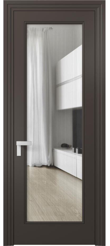 Межкомнатная дверь Рокка 8300 Матовый антрацит Прозрачное стекло с гравировкой "Каннелюры", триплекс Цена 110280 ₽ | Volhovec