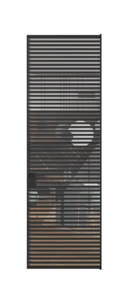 Алюминиевая дверь АЛПЛ040.07 Алюминий Черный Рефлективное прозрачное стекло "Стопсол", калёное Цена 231320  | Volhovec