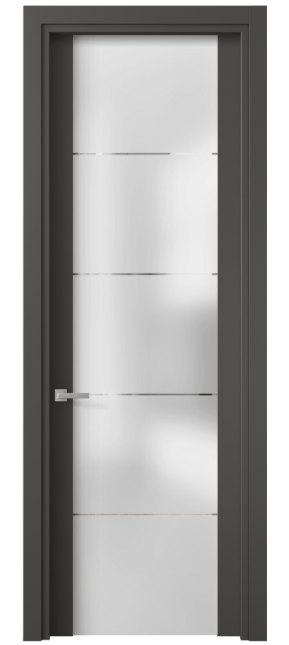Межкомнатная дверь Планум 4114 ПЭТ графитовый Сатинированное стекло с гравировкой «КВАДРО», триплекс Цена 37470 ₽ | Volhovec