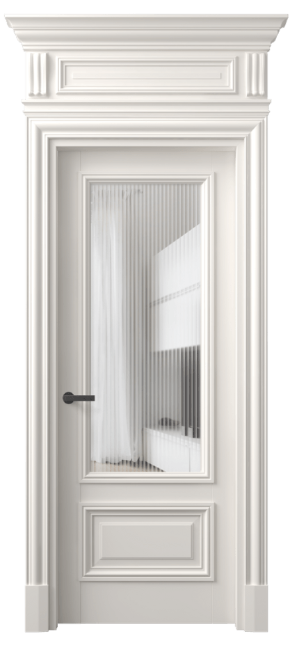 Межкомнатная дверь Antique 7306 Бук пудровый белый Рифлёное стекло "Moru", триплекс, 8 мм Цена 141880 ₽ | Volhovec