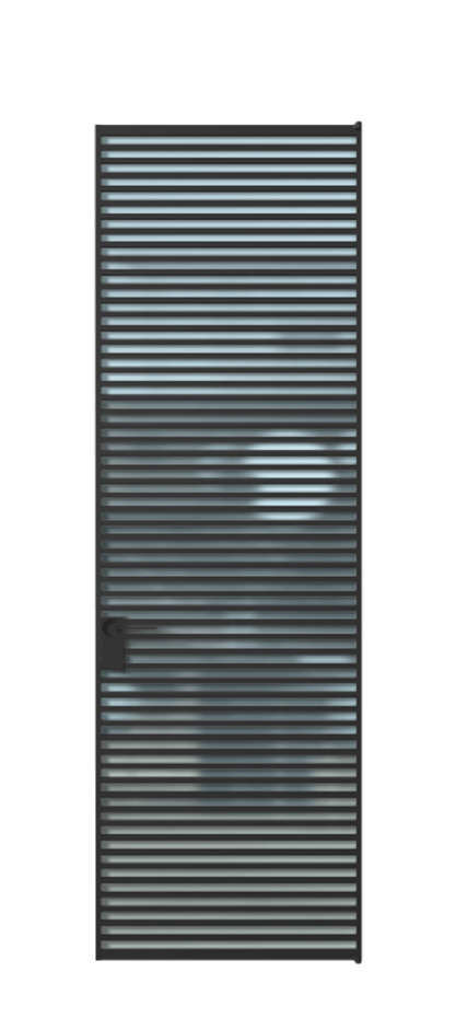 Алюминиевая дверь АЛПЛ040.07 Алюминий Черный Сатинированное голубое стекло, триплекс Цена 223640  | Volhovec