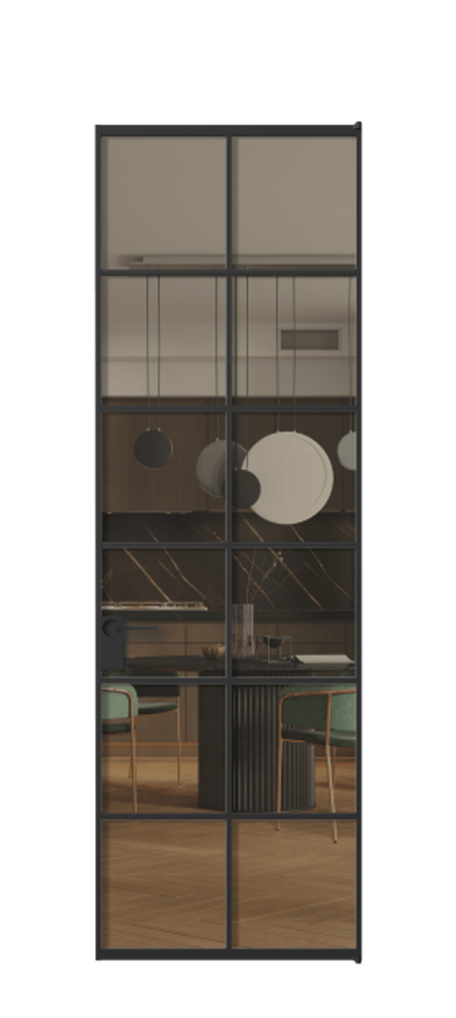 Алюминиевая дверь АЛПЛ040.05 Алюминий Черный Прозрачное бронзовое стекло, триплекс Цена 149700  | Volhovec