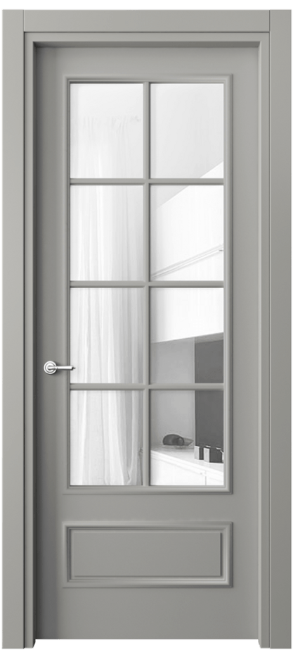 Дверь межкомнатная Paris 8112 Матовый нейтральный серый Прозрачное стекло, 4 мм Гладкий наличник МНСР Цена 79640 ₽ Наличники уже входят в базовый комплект. Фабрика дверей Волховец 8 (800) 551 43 19 Межкомнатная дверь Paris 8112 Матовый нейтральный серый Прозрачное стекло, 4 мм Цена 79640 ₽| Volhovec