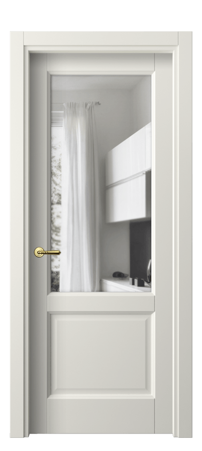 Межкомнатная дверь Galant 1422 Матовый жемчужный Прозрачное стекло Цена 57640 ₽ | Volhovec