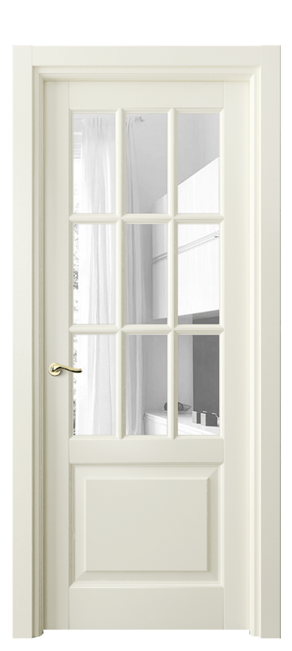 Межкомнатная дверь Lignum 0748 Бук молочно-белый Прозрачное стекло Цена 121880 ₽ | Volhovec