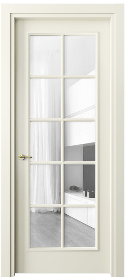 Межкомнатная дверь Париж 8102 Матовый молочно-белый Прозрачное стекло Цена 92400 ₽| Volhovec