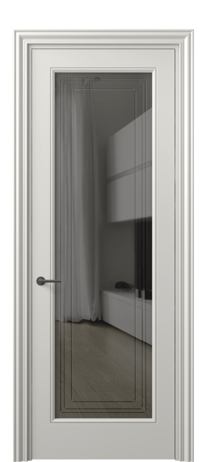 Межкомнатная дверь Маскот 8400 Матовый серый Прозрачное серое стекло с гравировкой "Грани", триплекс Цена 99000 ₽ | Volhovec