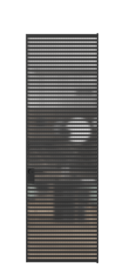 Алюминиевая дверь АЛПЛ040.07 Алюминий Черный Декоративное стекло с сеткой "Mesh silver", триплекс Цена 238690  | Volhovec