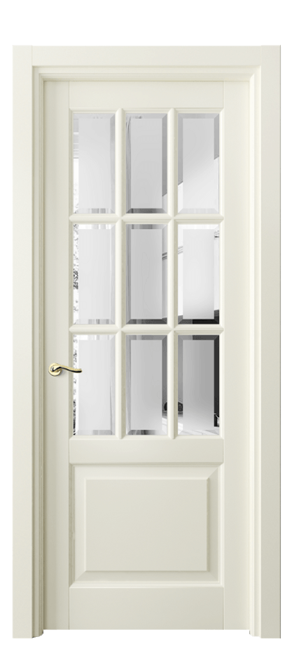 Межкомнатная дверь Lignum 0748 Бук молочно-белый Сатинированное стекло с фацетом Цена 127380 ₽ | Volhovec