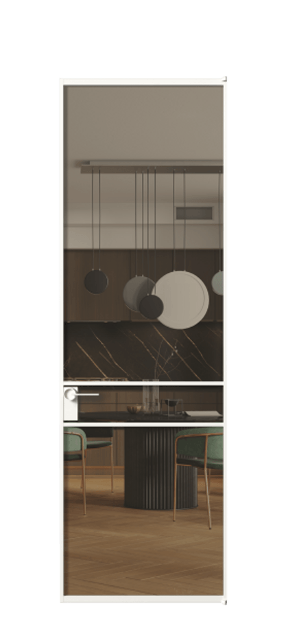 Алюминиевая дверь АЛПЛ040.02 Алюминий Белый Прозрачное бронзовое стекло, триплекс Цена 152870  | Volhovec