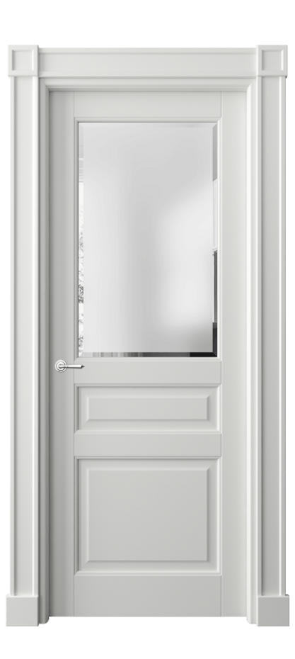 Межкомнатная дверь Тоскана Плано 6304 Матовый светло-серый Сатинированное стекло с фацетом Цена 160610 ₽ | Volhovec