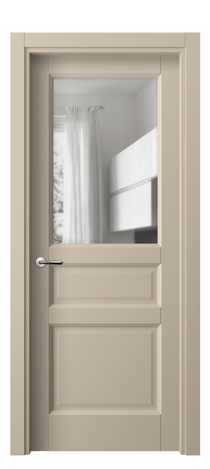 Межкомнатная дверь Galant 1432 ПЭТ светло-бежевый Прозрачное стекло, 4 мм Цена 27810 ₽ | Volhovec