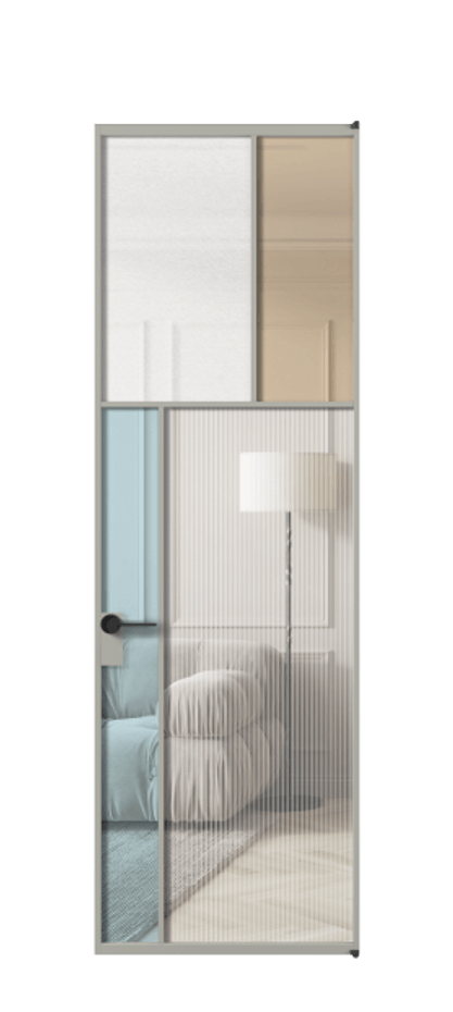 Межкомнатная дверь Mosaic АЛПЛ041.22 Алюминий нейтральный серый Комбинация стекол Группы 1 и Группы 3 Цена 189060 ₽ | Volhovec