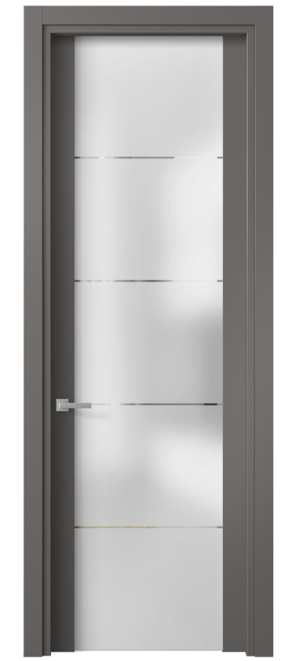Межкомнатная дверь Планум 4114 Матовый классический серый Сатинированное стекло с гравировкой «КВАДРО», триплекс Цена 66330 ₽ | Volhovec