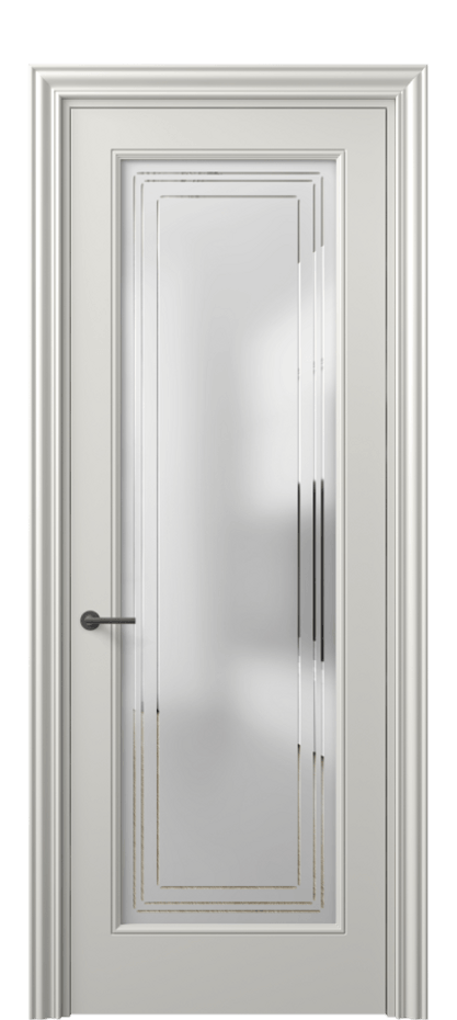 Межкомнатная дверь Маскот 8400 Матовый серый Сатинированное стекло с гравировкой "Грани", триплекс Цена 99000 ₽ | Volhovec