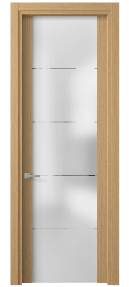 Межкомнатная дверь Planum 4114 Дуб песочный рифт матовый Сатинированное стекло с гравировкой «КВАДРО», триплекс Цена 72199 ₽ | Volhovec