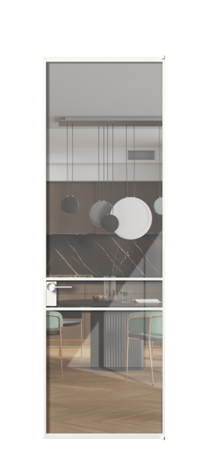 Алюминиевая дверь АЛПЛ040.02 Алюминий Белый Рефлективное прозрачное стекло "Stopsol", калёное Цена 161670  | Volhovec