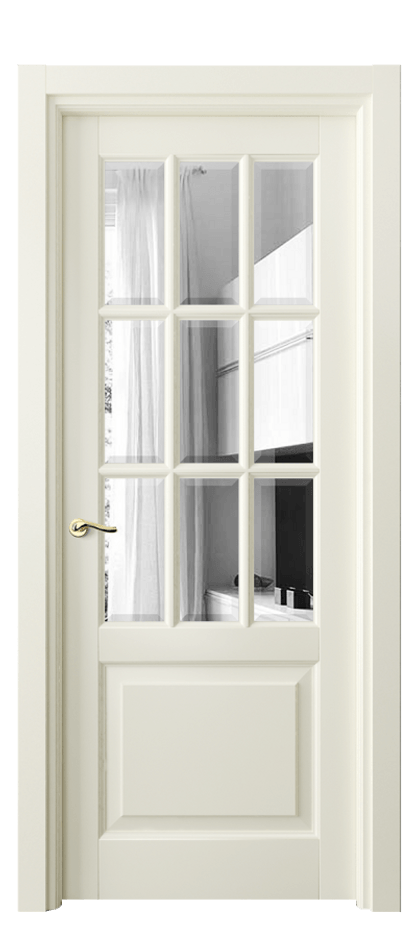 Межкомнатная дверь Lignum 0748 Бук молочно-белый Двустороннее зеркало с фацетом, триплекс Цена 129580 ₽ | Volhovec