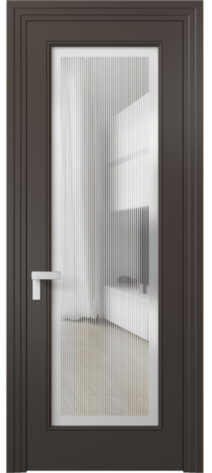 Межкомнатная дверь Рокка 8300 Матовый антрацит Сатинированное с гравировкой "Каннелюры", триплекс Цена 110280 ₽ | Volhovec