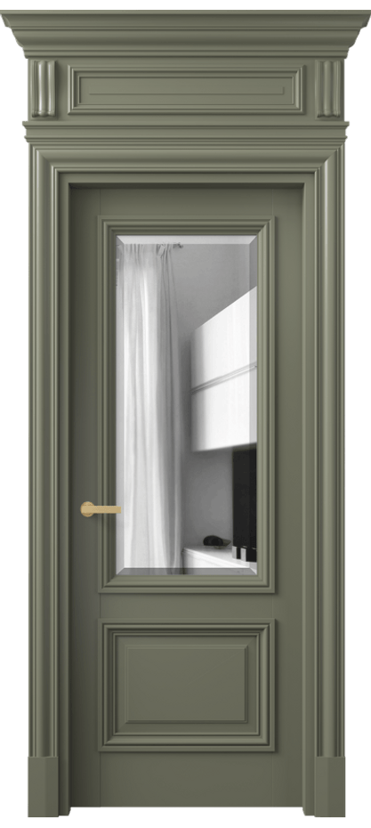 Межкомнатная дверь Антик 7302 Матовый оливковый тёмный Двустороннее зеркало с фацетом, триплекс Цена 200771 ₽ | Volhovec