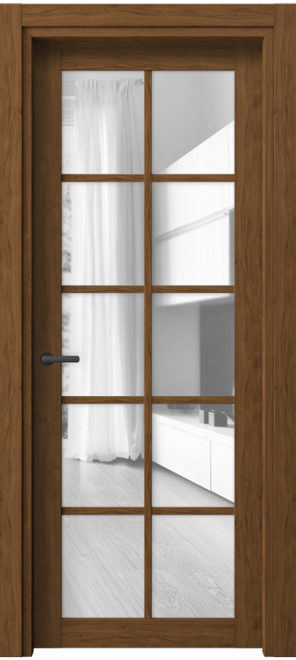 Межкомнатная дверь Нео 2106 Лесной орех Прозрачное стекло, триплекс Цена 40100 ₽ | Volhovec