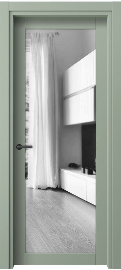 Межкомнатная дверь Нео 2102 ПЭТ светло-оливковый Двустороннее зеркало, триплекс Цена 35111 ₽ | Volhovec