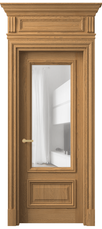 Межкомнатная дверь Антик 7306 Дуб пшеничный матовый Рифлёное стекло "Дюна", триплекс Цена 322740 ₽ | Volhovec