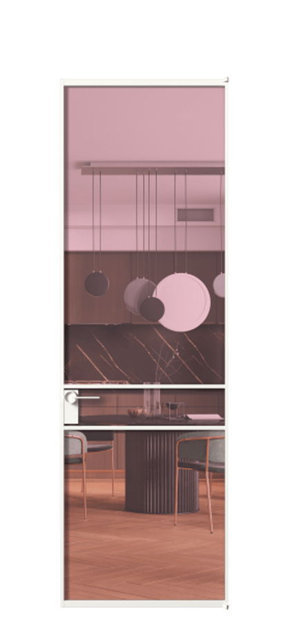 Алюминиевая дверь АЛПЛ040.02 Алюминий Белый Прозрачное розовое стекло, триплекс Цена 152870  | Volhovec