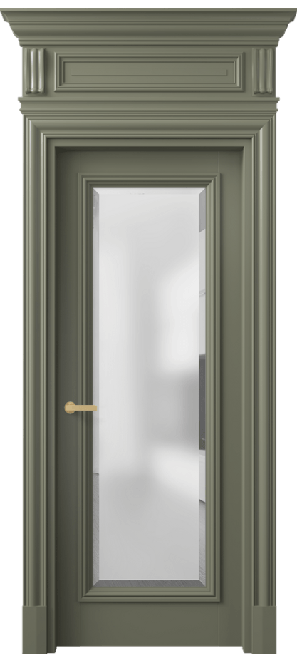 Межкомнатная дверь Антик 7300 Матовый оливковый тёмный Сатинированное стекло с фацетом Цена 194771 ₽ | Volhovec