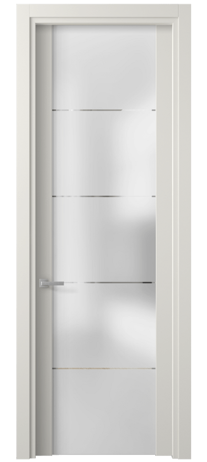 Межкомнатная дверь Planum 4114 Софт-тач белоснежный Сатинированное стекло с гравировкой «КВАДРО», триплекс 8 мм Цена 26879 ₽ | Volhovec