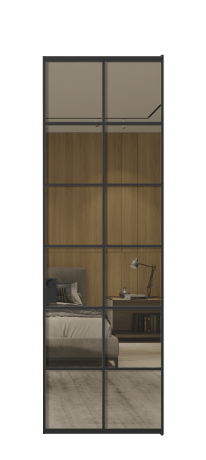 Алюминиевая дверь АЛПЛ040.05 Алюминий Черный Рефлективное бронзовое стекло "Stopsol", калёное Цена 158500  | Volhovec