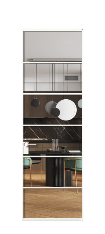 Алюминиевая дверь АЛПЛ040.04 Алюминий Белый Прозрачное стекло "Crystal Vision", калёное, 6 мм Цена 129810  | Volhovec