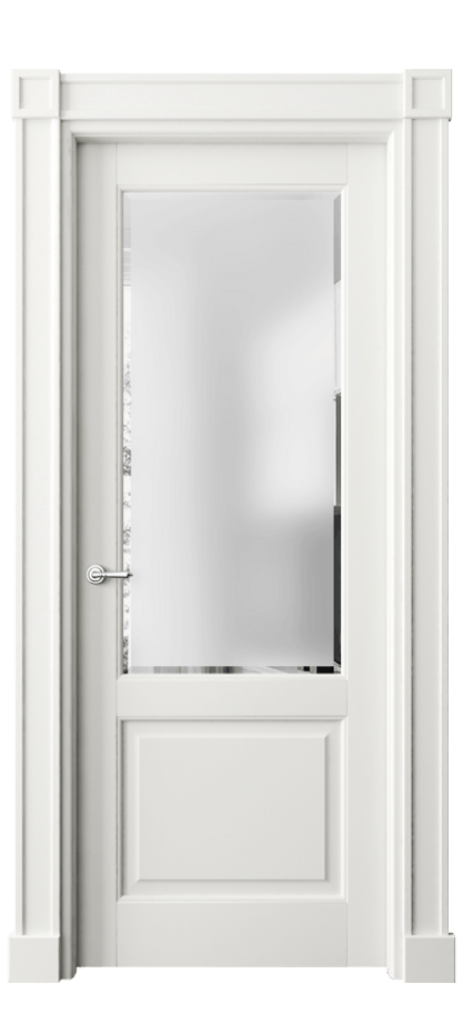 Межкомнатная дверь Тоскана Плано 6302 Матовый серый Сатинированное стекло с фацетом Цена 142600 ₽ | Volhovec