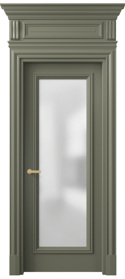 Межкомнатная дверь Антик 7300 Матовый оливковый тёмный Сатинированное стекло Цена 192371 ₽ | Volhovec