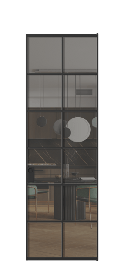 Алюминиевая дверь АЛПЛ040.05 Алюминий Черный Прозрачное серое стекло, триплекс Цена 149700  | Volhovec