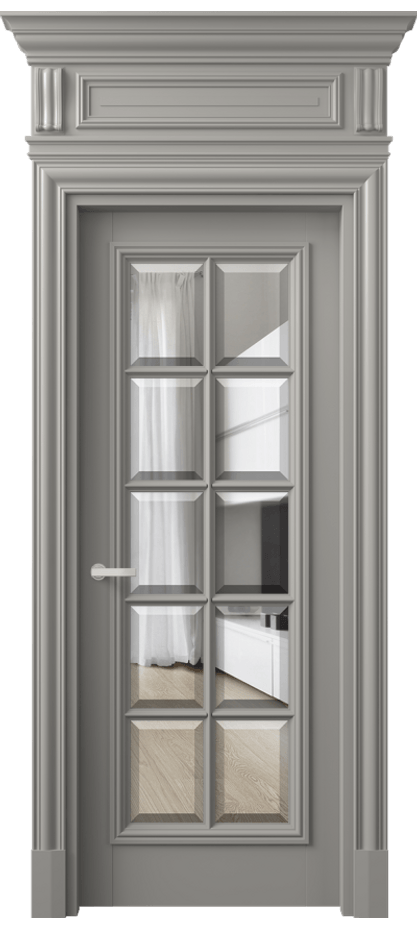 Межкомнатная дверь Антик 7310 Матовый нейтральный серый Прозрачное стекло с фацетом Цена 218051 ₽ | Volhovec