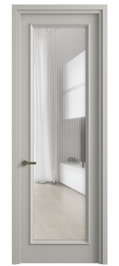 Межкомнатная дверь Шарм 6702 Матовый тёплый серый Рифлёное стекло "Мору", триплекс Цена 122280 ₽ | Volhovec