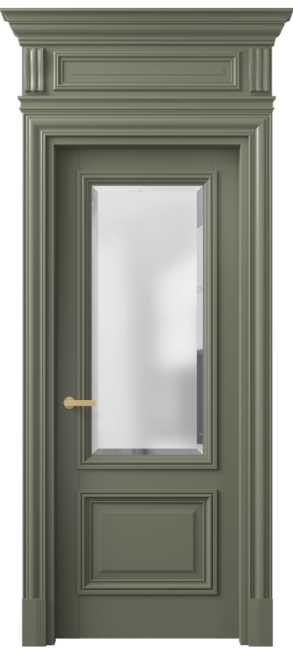Межкомнатная дверь Антик 7302 Матовый оливковый тёмный Сатинированное стекло с фацетом Цена 194771 ₽ | Volhovec