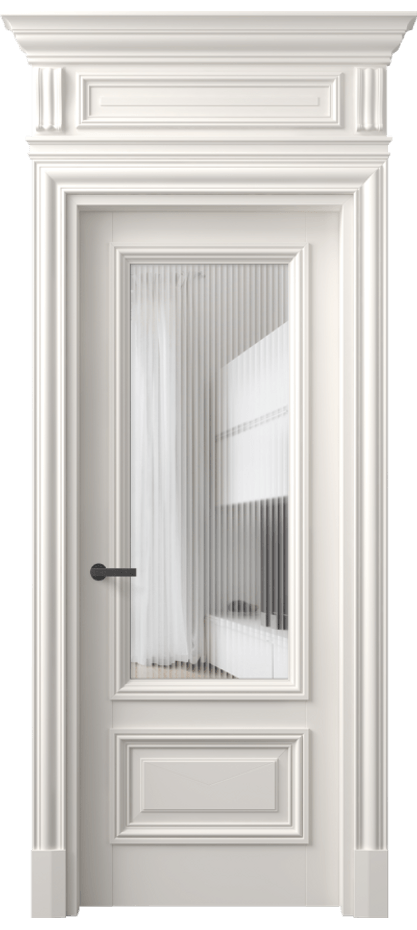 Межкомнатная дверь Антик 7306 Матовый пудровый белый Рифлёное стекло "Мору", триплекс Цена 204731 ₽ | Volhovec