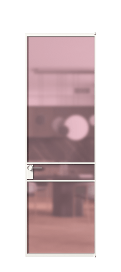 Алюминиевая дверь АЛПЛ040.02 Алюминий Белый Сатинированное розовое стекло, триплекс Цена 152870  | Volhovec
