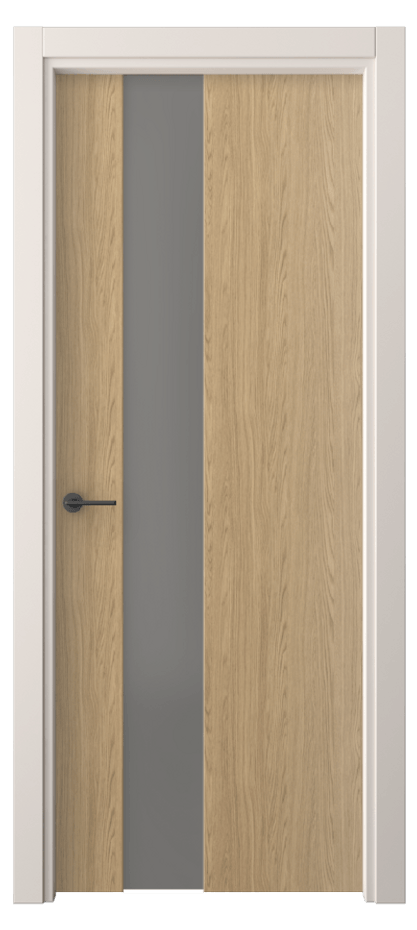 Межкомнатная дверь Freedom 4224 Жемчужный дуб Сатинированное серое стекло, триплекс Цена 42130 ₽ | Volhovec