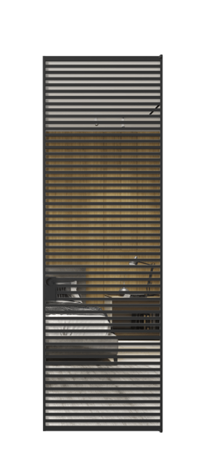 Алюминиевая дверь АЛПЛ040.07 Алюминий Черный Двустороннее зеркало, триплекс , триплекс 6 мм Цена 229890  | Volhovec