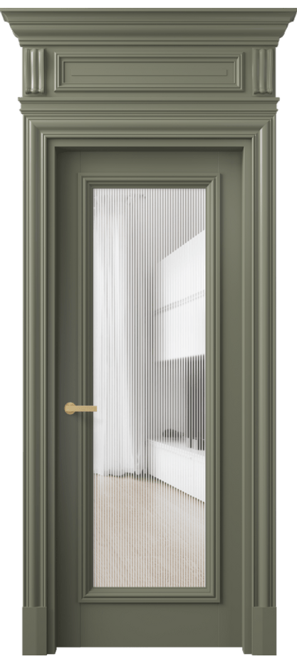 Межкомнатная дверь Антик 7300 Матовый оливковый тёмный Рифлёное стекло "Дюна", триплекс Цена 199571 ₽ | Volhovec