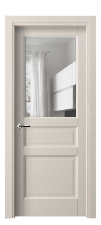 Межкомнатная дверь Галант 1432 ПЭТ пудровый бежевый Прозрачное стекло Цена 33780 ₽ | Volhovec