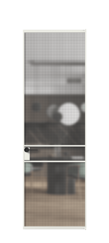 Алюминиевая дверь АЛПЛ040.02 Алюминий светло-серый Декоративное стекло с сеткой "Mesh silver", триплекс Цена 143410  | Volhovec