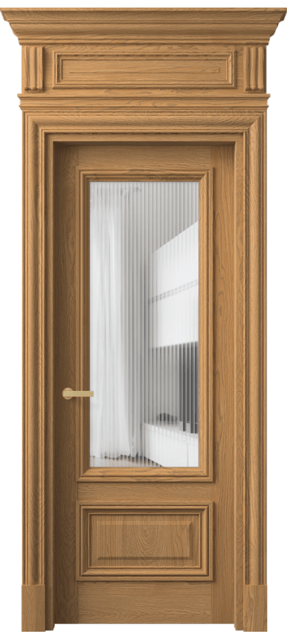 Межкомнатная дверь Антик 7306 Дуб пшеничный матовый Рифлёное стекло "Мору", триплекс Цена 325140 ₽ | Volhovec